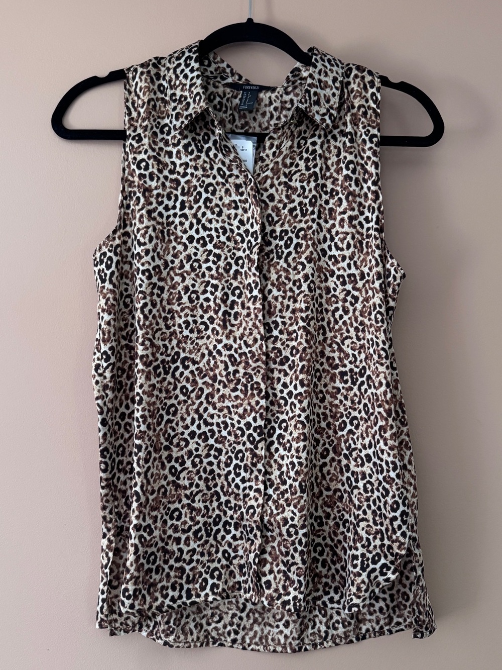 Sleeveless Leopard Print Blouse - Brown/Cream/Black
